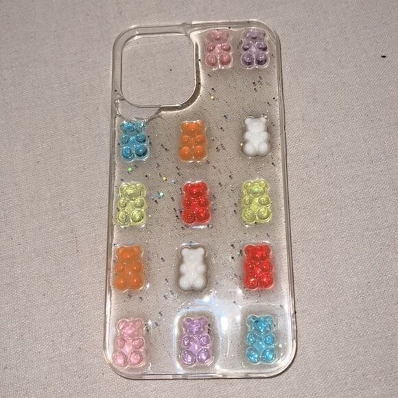 iPhone 12 Pro Max clear sparkles acrylic case with 3D gummy bears - Picture 1 of 7